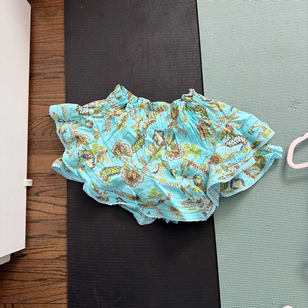 aerie Light Blue Floral Ruffle Mini Skirt - Picture 2 of 2